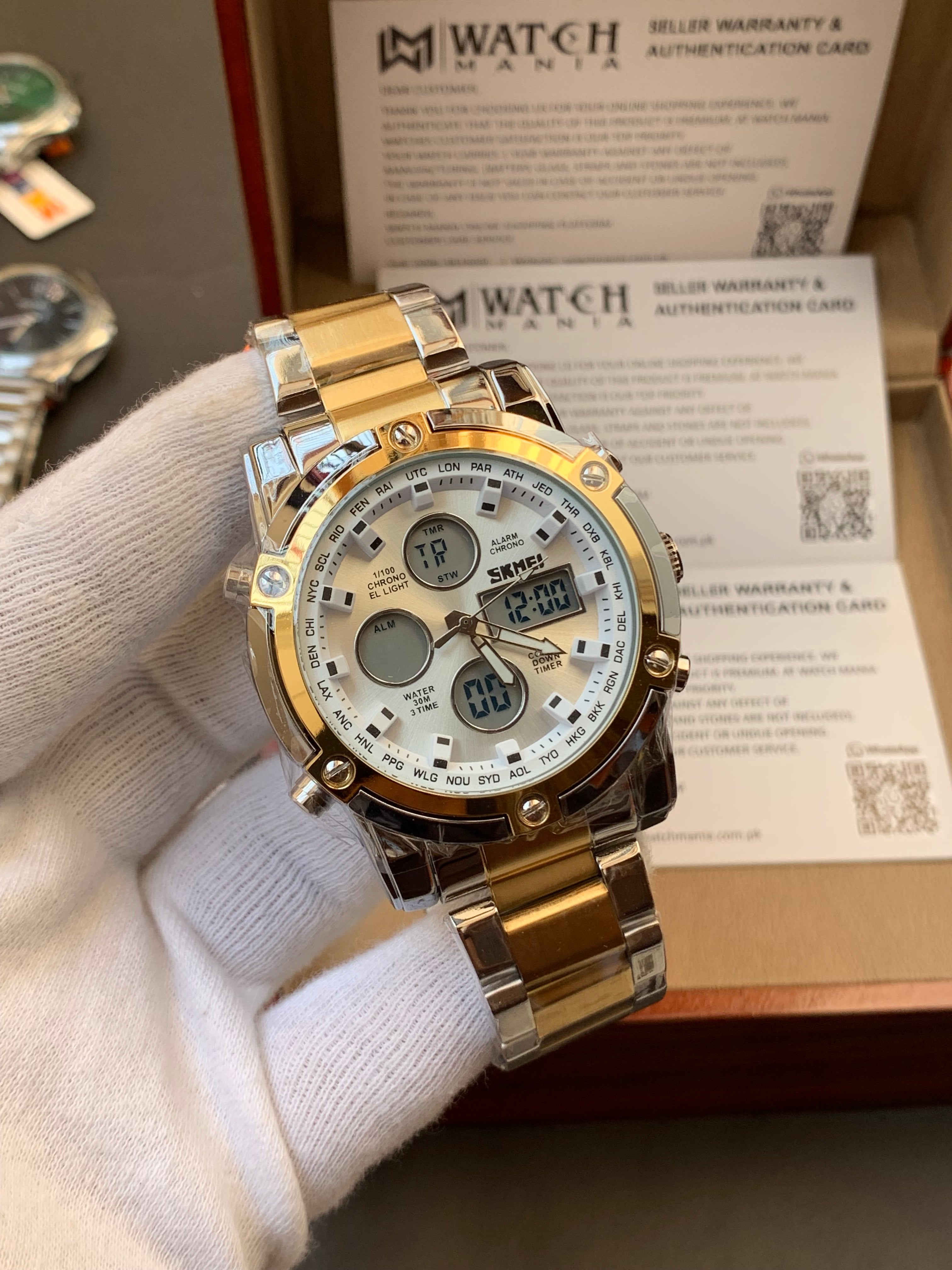 Skmei 1389 Golden Totone with white dail