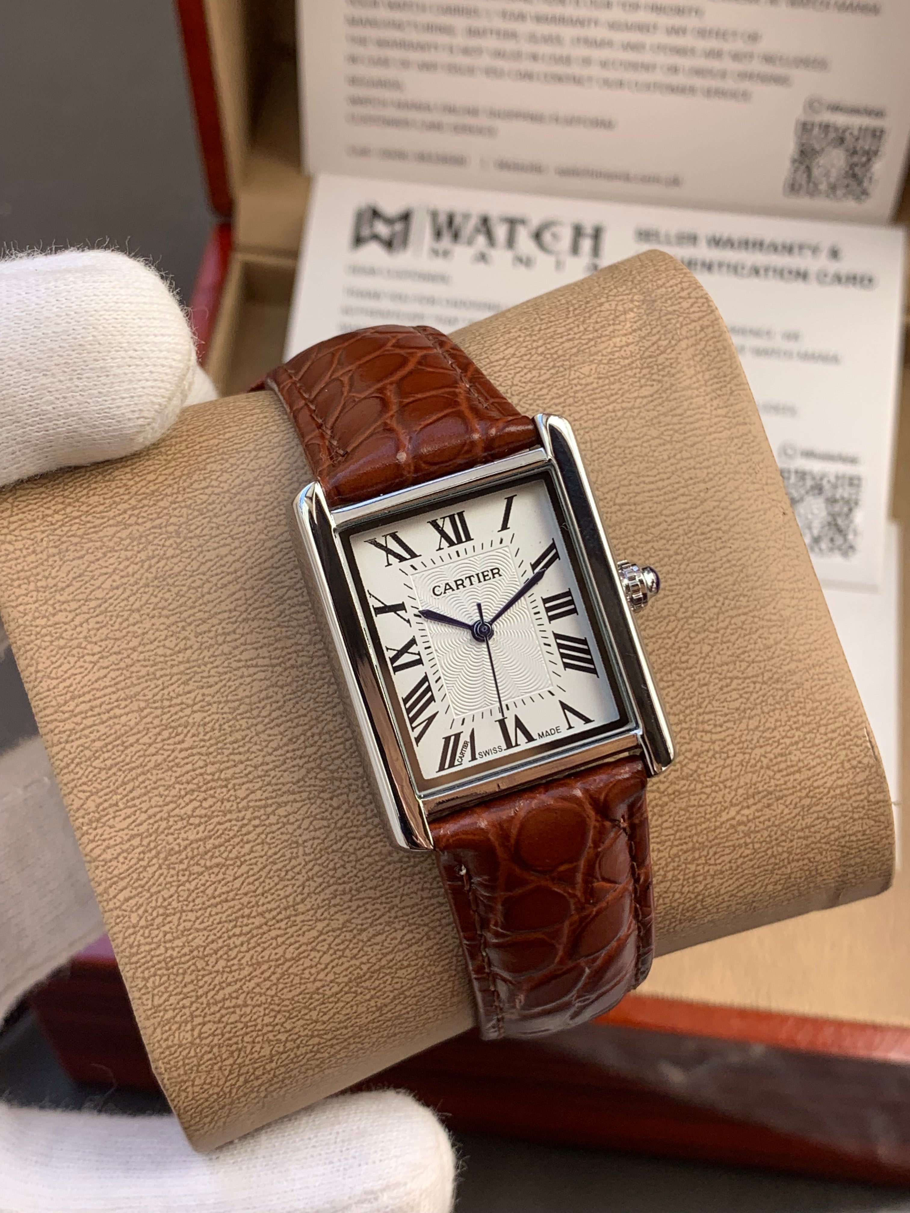 Cartier Tank Style Men’s Watch – Leather Strap, 35mm Elegant Design