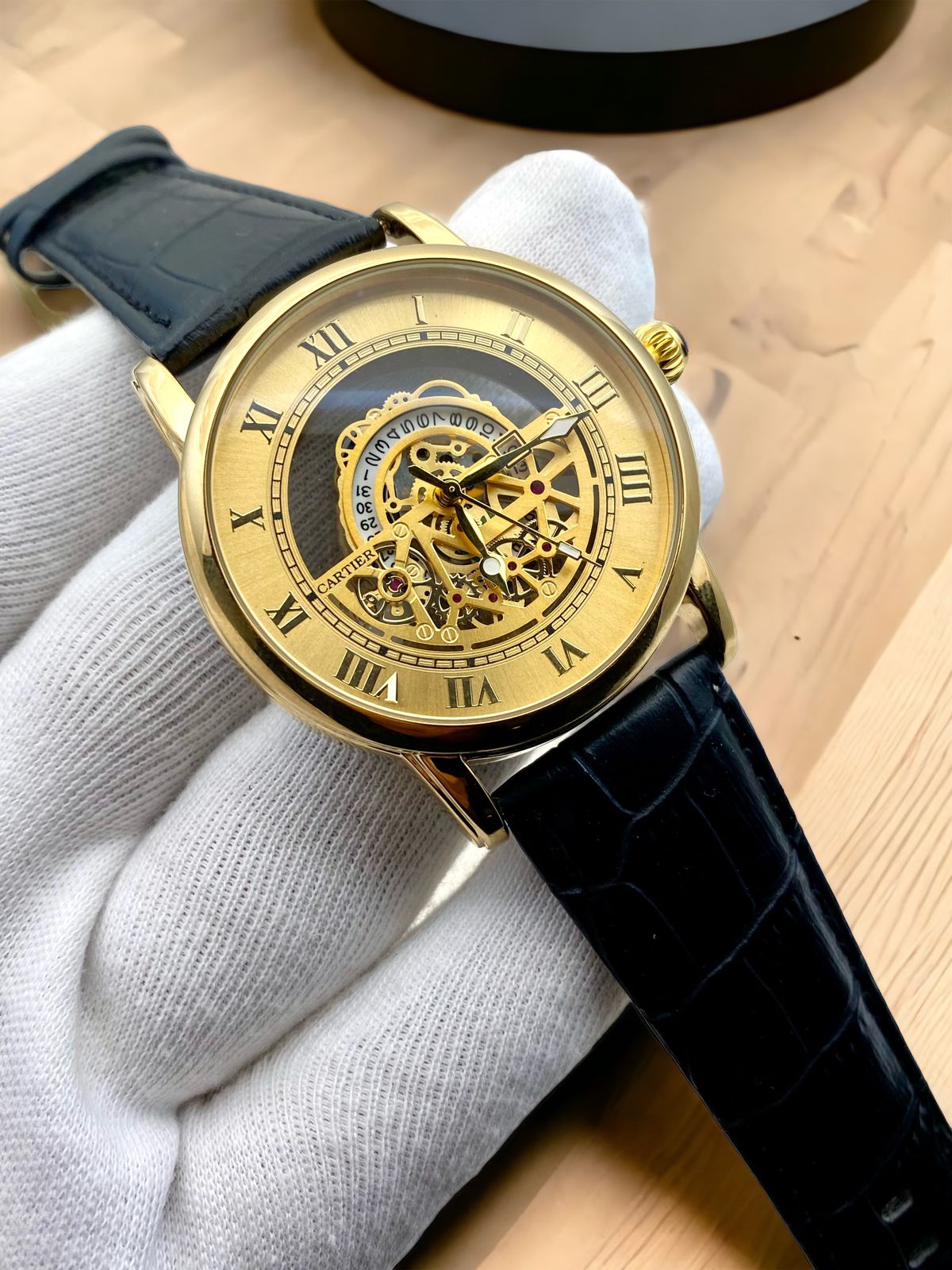 Cartier skelton style mens watch