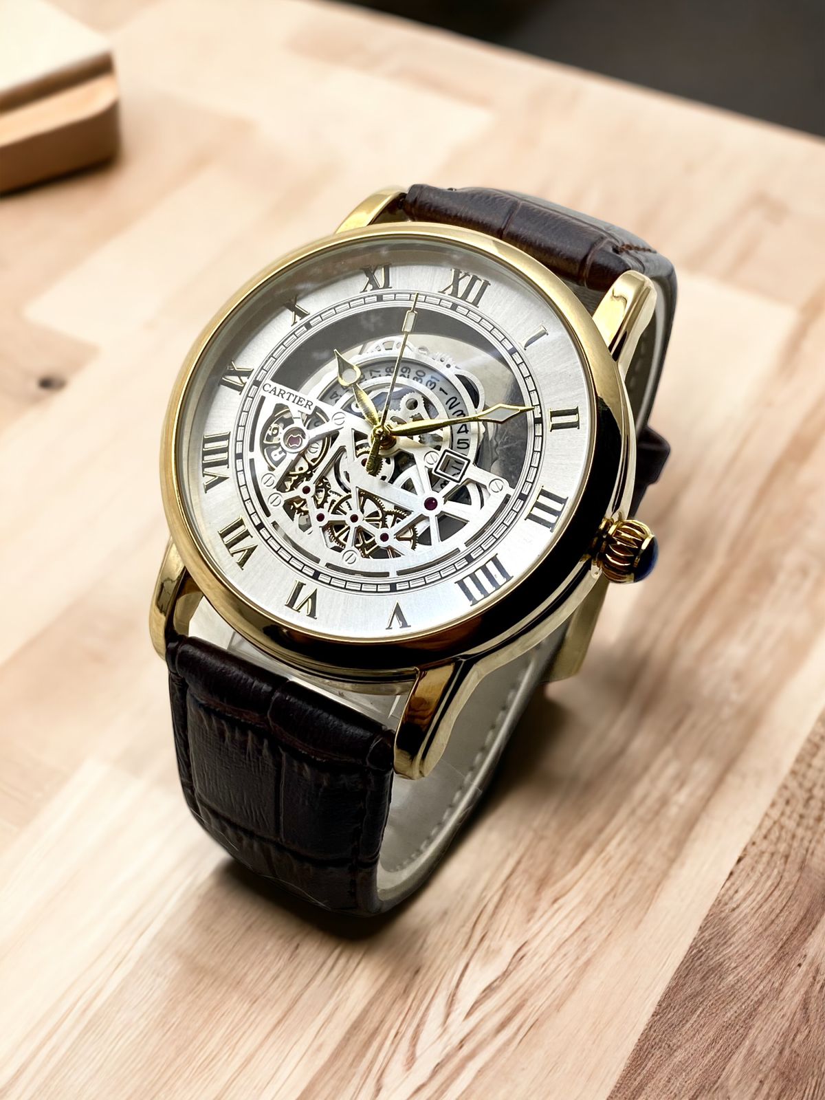 Cartier skelton style mens watch