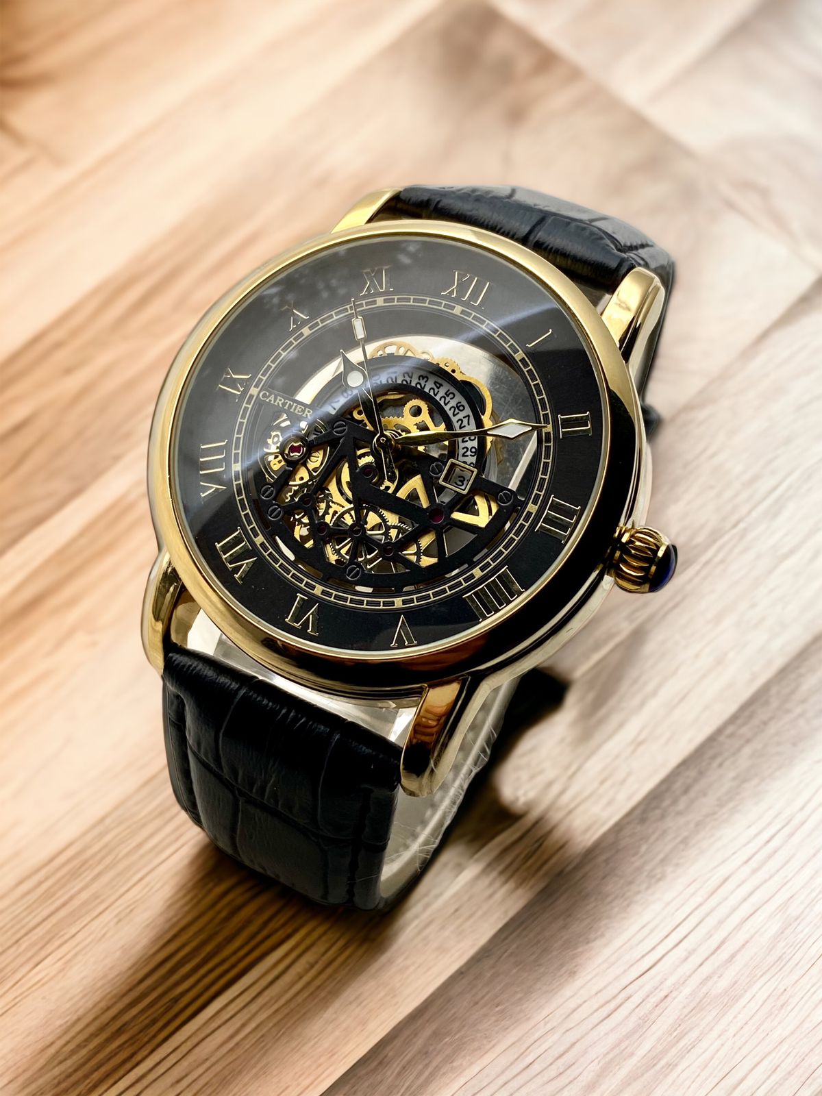 Cartier skelton style mens watch