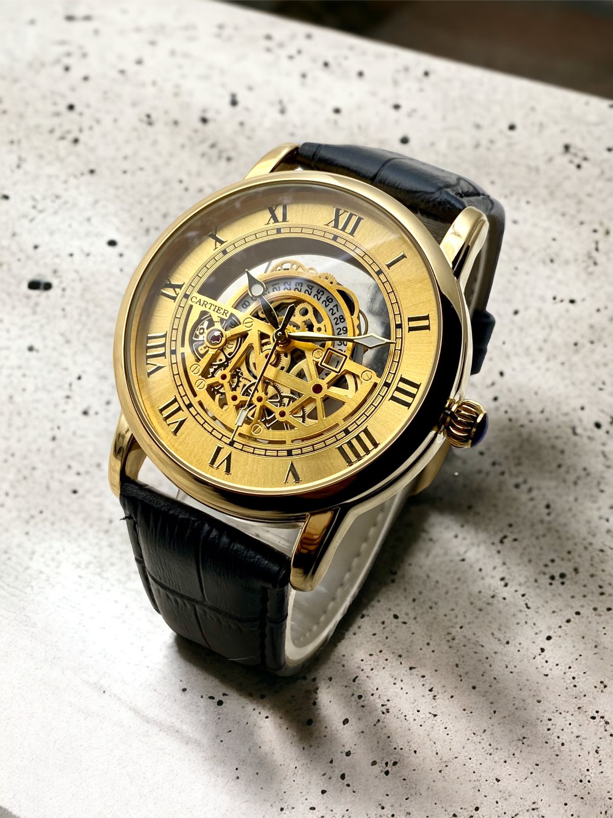 Cartier skelton style mens watch