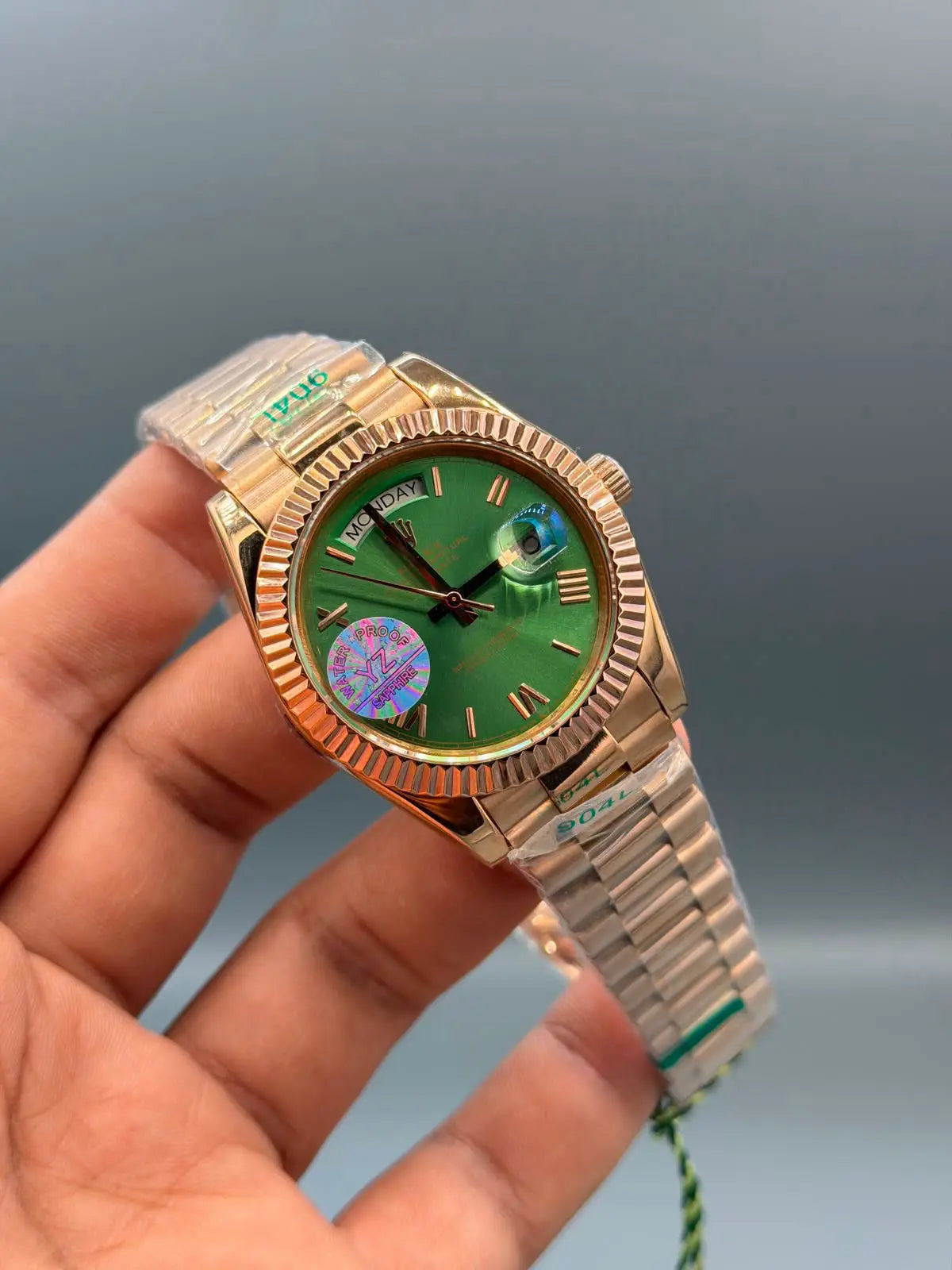 Rolex Day-Date Rose Gold Green Dial President Style Watch for Men